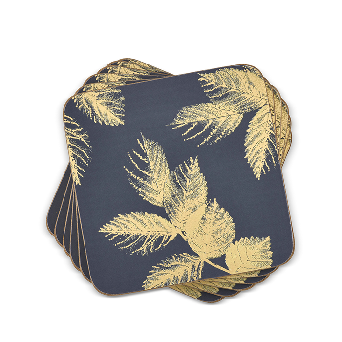 Sara Miller London Set of 6 Etched Leaves Coasters