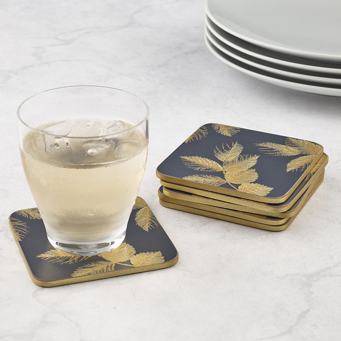 Sara Miller London Set of 6 Etched Leaves Coasters