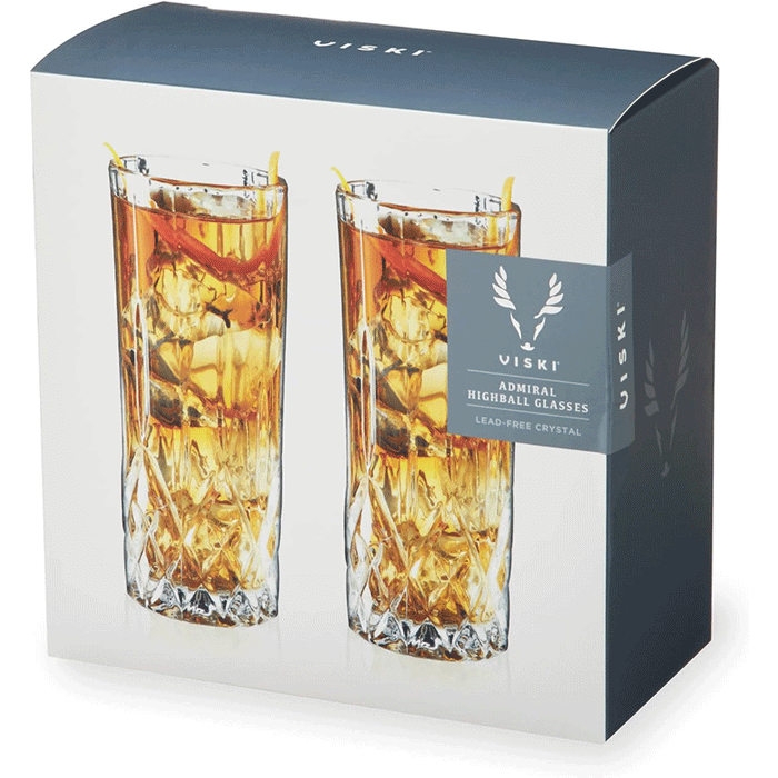 Viski Admiral Crystal Highball Glass Set of 2