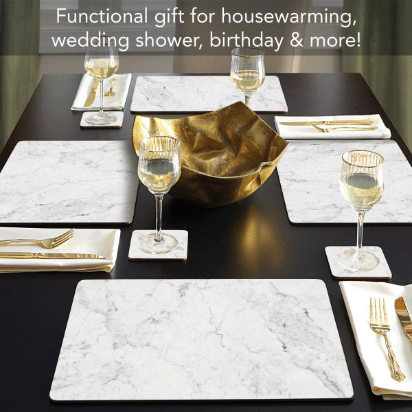 Cala Home Set of 4 White Marble Placemats