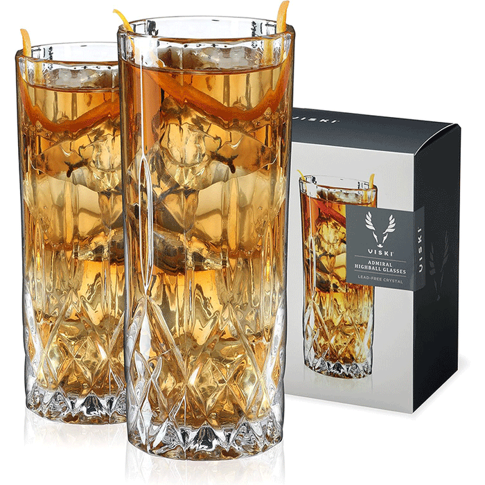 Viski Admiral Crystal Highball Glass Set of 2