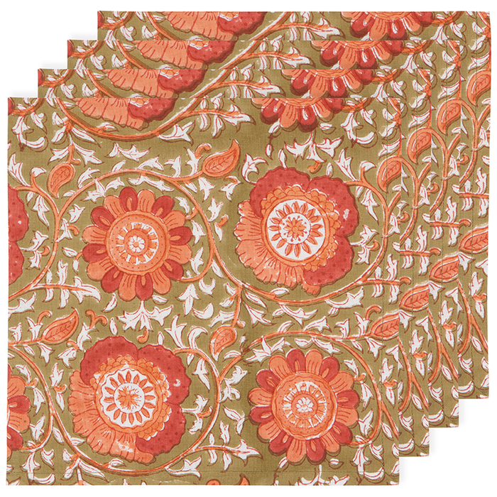 Danica Heirloom Set of 4 Block Print Napkins