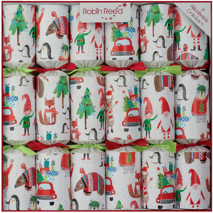 Robin Reed 6 pc Racing Elf Christmas Crackers