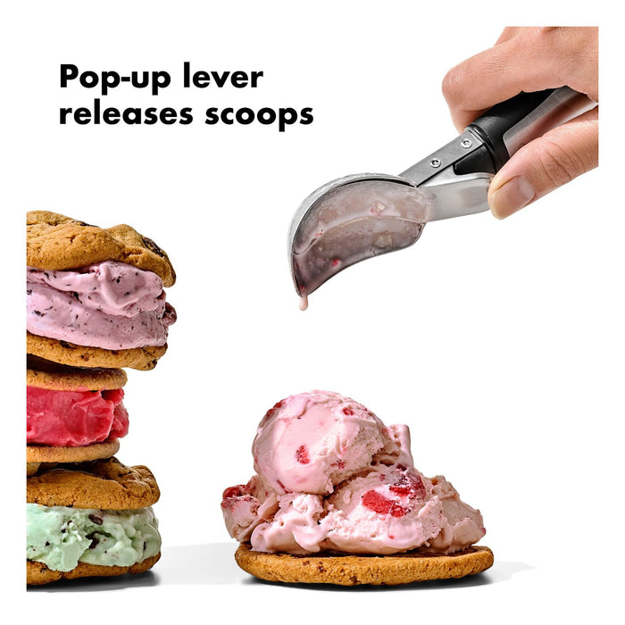 Stainless Steel Ice Cream Scoop with Trigger Lever and Comfort
