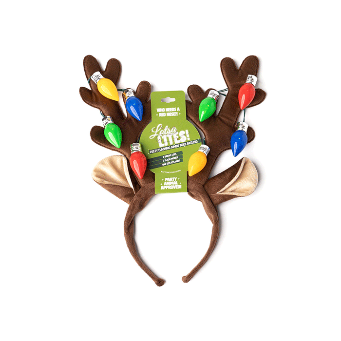 LotsaLites Fuzzy Jumbo Light-Up Antler Headband