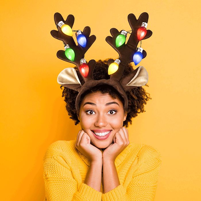 LotsaLites Fuzzy Jumbo Light-Up Antler Headband