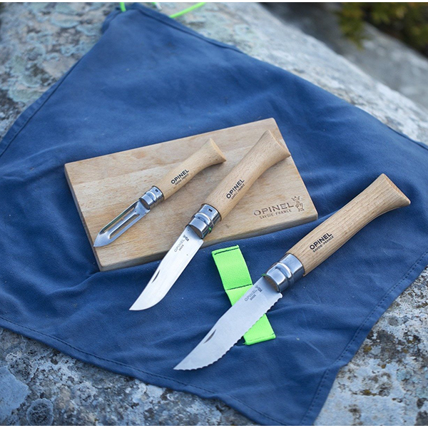 Opinel Kitchen Knife Set, 4 Color Sets, Beechwood Handles, Stainless Steel  Blades