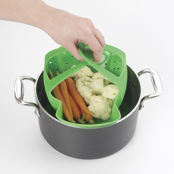4 Pcs Gray Silicone Pot Basket w/ Handles, Brush, Tongs for Air