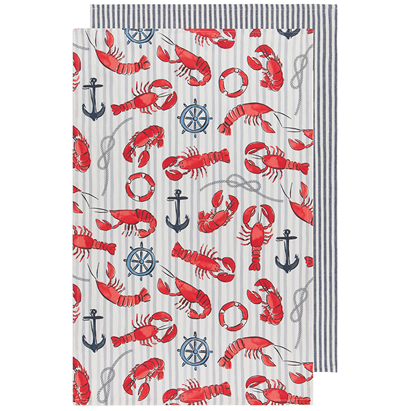Large Red Lobster Kitchen Towels - Mixed Set/2