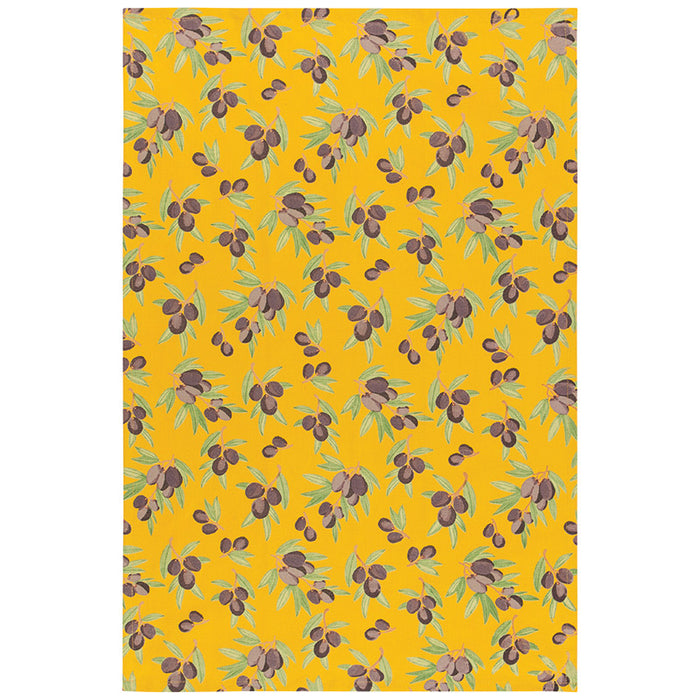 Provence Olive Oil Yellow Waffle-Weave Kitchen Towel by Coton