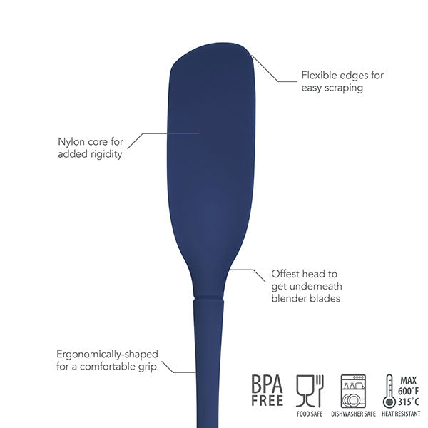 Tovolo Elements All Silicone Spatula for Scraping, Spreading Food, Mixing,  Prep Processing and More Blueberry