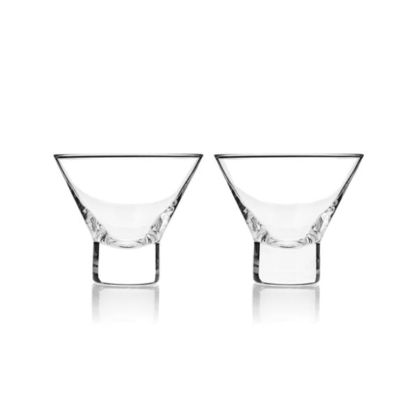 Viski Crystal Stemless Martini Glasses - Fun Cocktail Glasses, Crystal  Clear Coupe Glass Gift Set, 7.5 oz, - Martini Glasses Set of 4