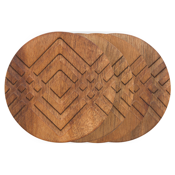Engraved Acacia Wood Coaster set (set of 4)