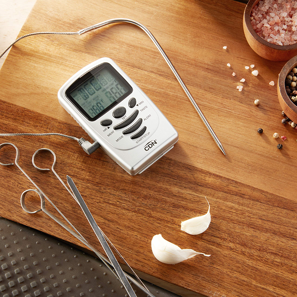 All-Clad Specialty Stainless Steel Kitchen Gadgets Oven Probe Thermometer  with LCD Kitchen Tools, Kitchen Hacks Silver