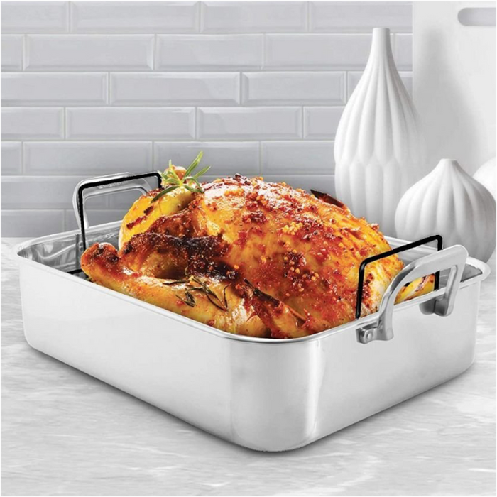 Le Creuset Stainless Steel Roasting Pan with Nonstick