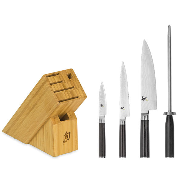 Art and Cook Stainless Steel 5 Piece Knife Set with 1 Magnetic Block: 8  Chef's Knife, 8 Slicer Knife, 8 Bread Knife, 5 Utility Knife, 3.5  Paring