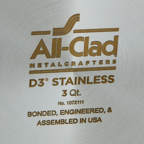 All Clad 3 Qt Sauce Pan with Lid Stainless Steel Made In USA Metal Crafters