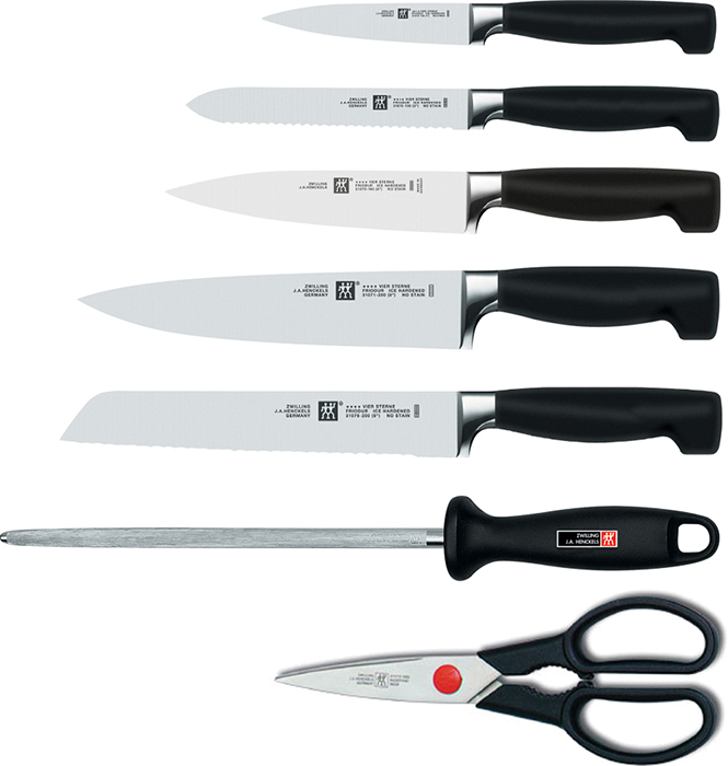Zwilling J. A. Henckels - Four Star Cutlery Set with Knife Block &  Sharpening Steel, 8 Pieces
