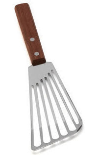 Tablecraft 10.75 Stainless Steel Fish Turner / Spatula with Wood