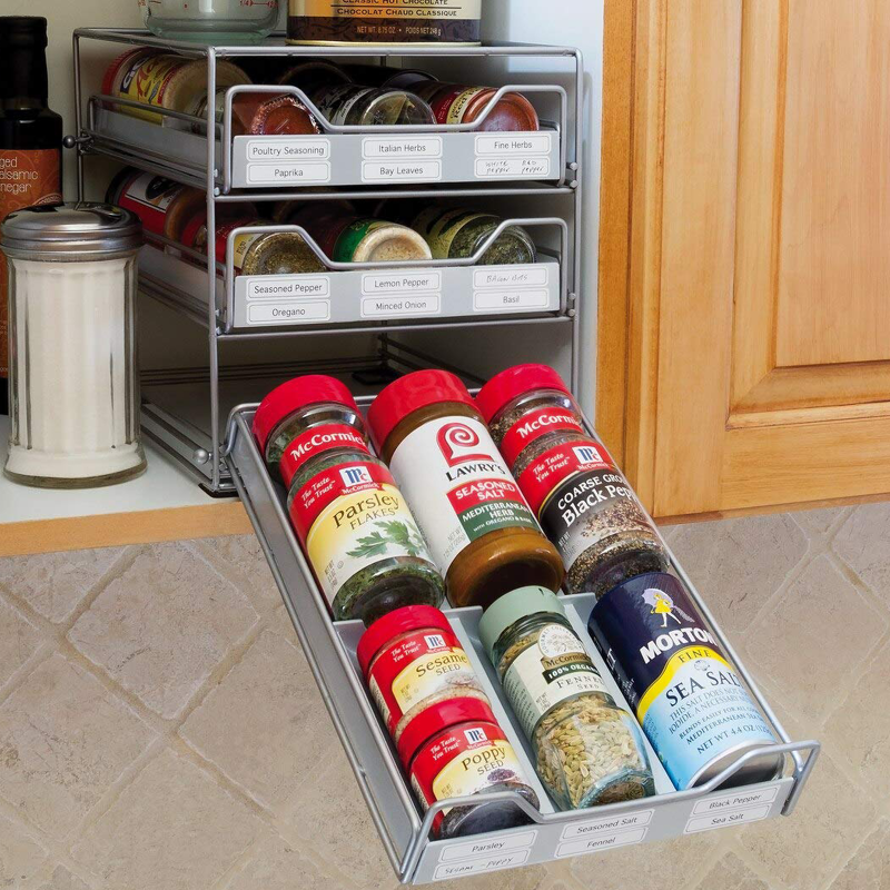 Shop Large Bamboo Spice Shelf with 12 Herb & Spice Jars