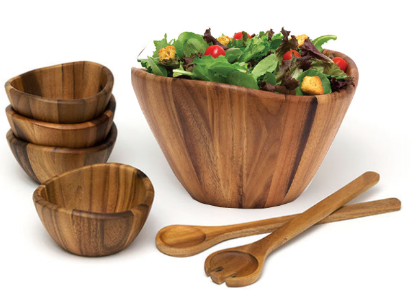 Individual Small Salad Bowl - Acacia Wood - Ironwood Gourmet