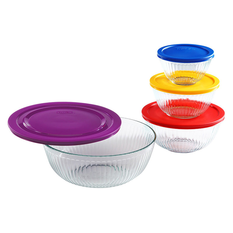 Pyrex Glass Mixing Bowl with Lids, 8 piece
