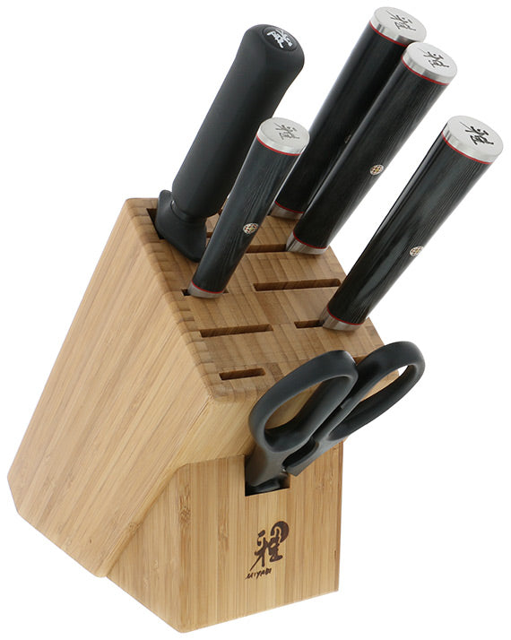 Home Basics 7 Piece Knife Set with Wood Block, Red